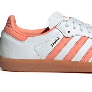 adidas Samba White and Pink Athletic Shoes